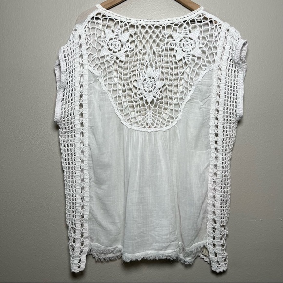 Free‎ People Women Top Small White Cottagecore Ethereal Crochet Lace Oversized - Picture 1 of 10